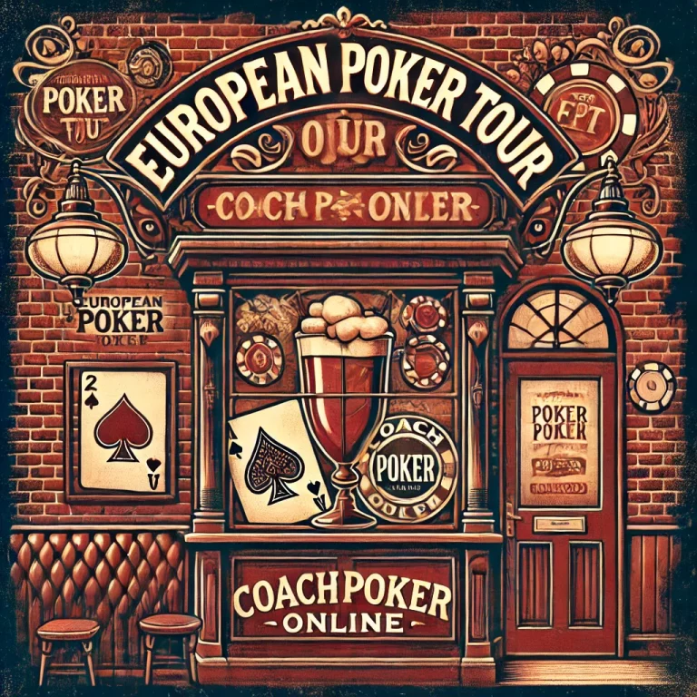 DALL·E 2025-03-26 07.35.26 - A digital artwork in graffiti style that says 'European Poker Tour' and 'CoachPokerOnline', designed with the warm, vintage aesthetic of a traditional